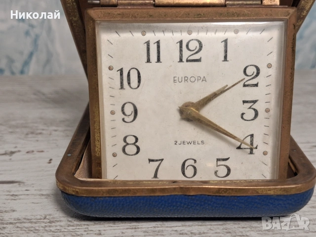 Стар Настолен Механичен Туристически Будилник Europa, снимка 2 - Антикварни и старинни предмети - 54753008