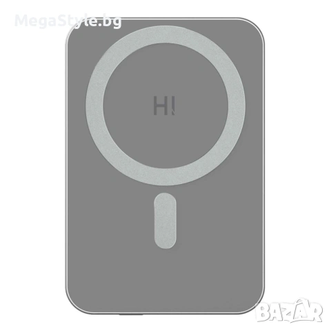 Външна батерия Hinovo Magnetic Wireless 5000mAh, 15W, Съвместима с MagSafe, Type-C кабел, Сив, снимка 7 - Външни батерии - 55162945