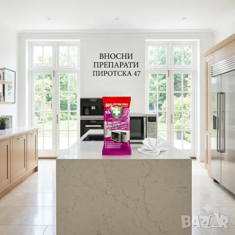 Влажни кърпи за почистване на микровълнови фурни и хладилници Green Shield Microwave