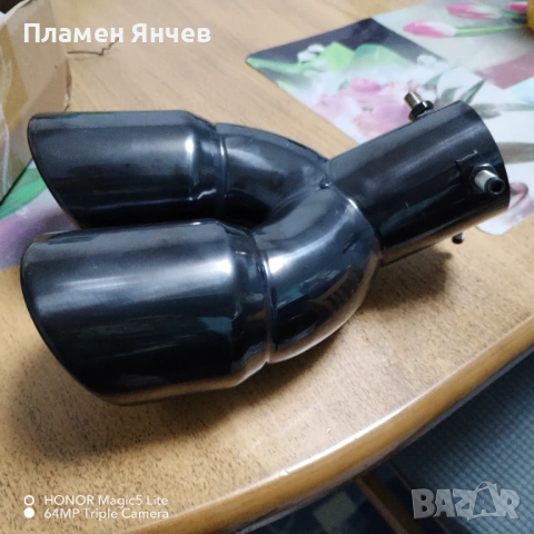 Ауспухна тръба за кола неръждаема стомана двоен накрайник подсилен сгъвка - Черен 63мм, снимка 3 - Други услуги - 54207898
