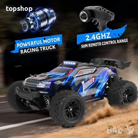Чисто нова бърза RC Количка с Дистанционно 1:18 40км/ч BAZADER 4WD – Цвят: Син  , снимка 5 - Коли, камиони, мотори, писти - 54786733