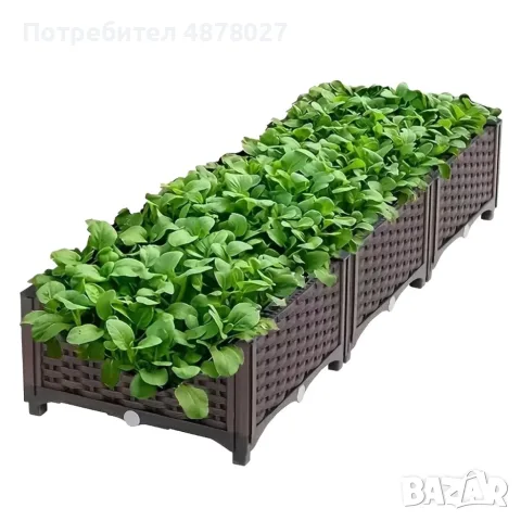 Модулна повдигната леха 120x40x22 см – За зеленчуци, билки и цветя, UV устойчива, кафява, снимка 12 - Декорация за дома - 55604470