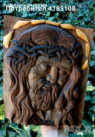 Икона Исус Христос - ръчна дърворезба, снимка 2 - Икони - 54687365