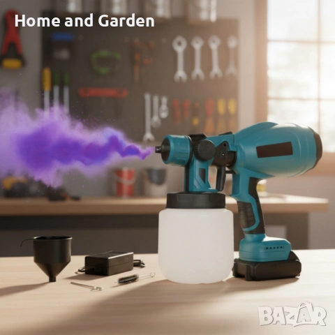 Акумулаторен и безжичен пистолет за боядисване с 2 батерии 21V, снимка 2 - Други - 54027936