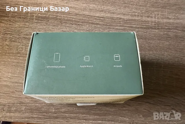 Нова Черна 3 в 1 зарядна станция Fast Charge Qi телефон часовник слушалки, снимка 2 - Аксесоари за Apple - 55650674