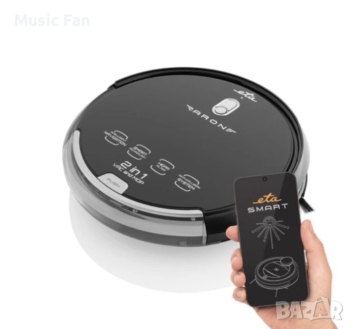 Роботизирана прахосмукачка с моп ETA Aron 2512 90000, Wi-Fi, Li-Ion батерия 14.4 V, 300 мл