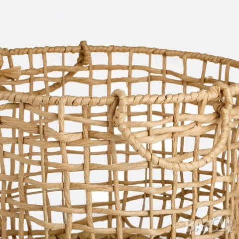 Плетена кашпа с дръжки - Ø 39x28 см., снимка 3 - Саксии и кашпи - 54280786