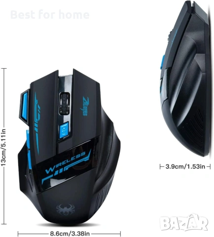 Безжична оптична геймърска мишка Lychee, 2.4GHZ 4 DPI регулируема USB геймърска мишка с Fire Key , снимка 3 - Клавиатури и мишки - 54893081