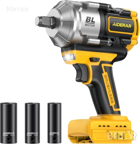 20V безжичен ударен гайковерт за батерия DeWalt, 1500Nm (1106 Ft-Lbs) 1/2" безчетков ударен пистолет, снимка 2 - Винтоверти - 55102968
