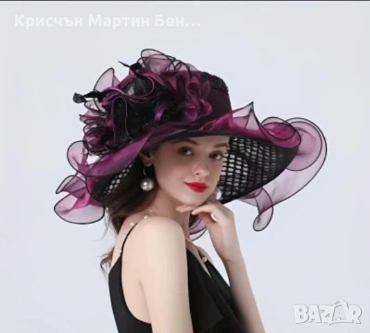 Дамска Шапка ярък дантелен плат Органза , снимка 8 - Други - 54440169