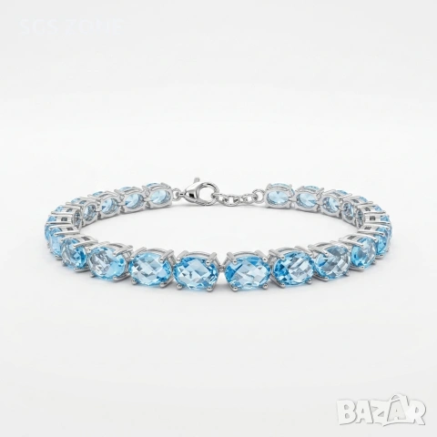 Сребърна гривна с фантастично изрязан Swiss Topaz , снимка 3 - Гривни - 54298973