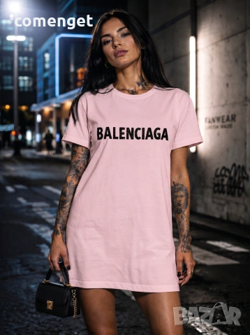 ЛЯТО 2026! Дамска тениска рокля BALENCIAGA - 4 ЦВЯТА! Или поръчай по ТВОЙ дизайн!, снимка 2 - Рокли - 55001997