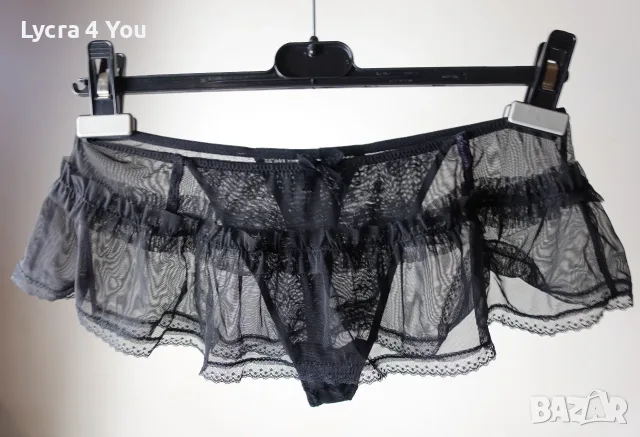 C&A Lingerie черна ефирна тюлена мини пола с вградени прашки, снимка 2 - Бельо - 55418231