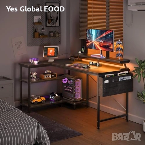 L бюро Coleshome LED 120x80 с контакти черно, снимка 9 - Маси - 54533267