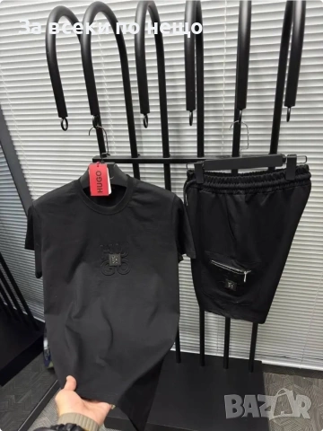 Hugo Boss Мъжки Черен Летен Комплект👚🩳Мъжки Къс Екип В Черен Цвят Хуго Бос Код A1537