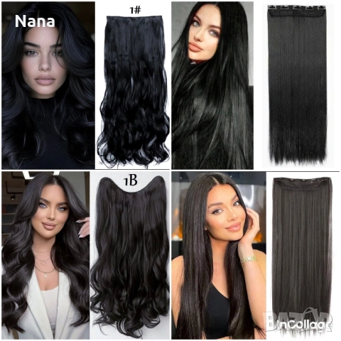 Черни треси екстеншън Дължина 60см Цена 21€, снимка 6 - Аксесоари за коса - 54183068