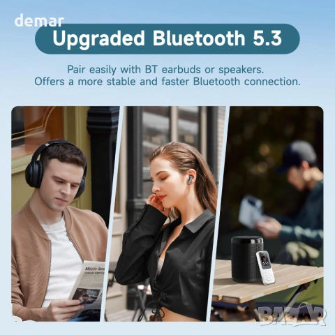MP3 плейър в ретро стил с Bluetooth 5.3, мини музикален плейър 64 GB с високоговорител, бял, снимка 5 - MP3 и MP4 плеъри - 54515302