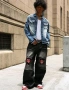 Ново мъжко карго дънково яке риза Street Style накъсан вид овърсайз изтъркано деним памук ХЛ, снимка 4