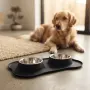 Двойна купа за домашни любимци, с неръждаеми купички и противоплъзгаща силиконова основа, снимка 1