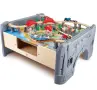 Игрален комплект Hape - Дървена влакова композиция с маса, 70 части, снимка 1