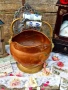 голяма медна кашпа с порцеланови дръжки , снимка 8
