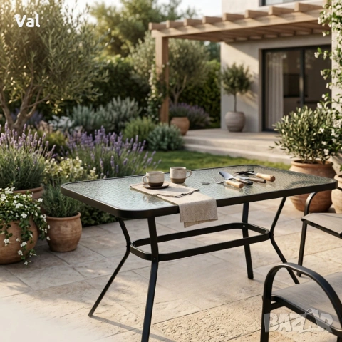 Елегантна правоъгълна маса – стъклен плот, модерен и устойчив дизайн, снимка 7 - Градински мебели, декорация  - 54183154