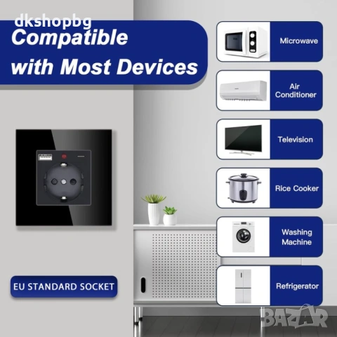  4623 Универсален Контакт 16A / 250V с USB-A и USB Type-C за Бързо Зареждане, снимка 4 - Други стоки за дома - 54597830