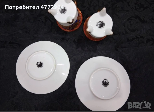 Vintage k&k Vienna porcelain Комплект 2бр .двоен сет  за еспресо/късо кафе , снимка 5 - Антикварни и старинни предмети - 54419595
