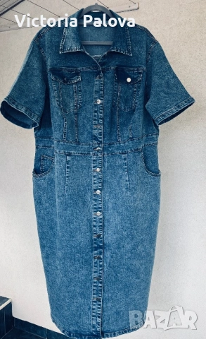 Макси дънкова рокля / тренч 5XL (става и за XL, 2XL)