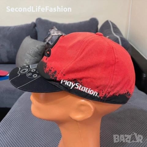 PlayStation шапка с козирка червено черно бродирано лого, снимка 2 - Шапки - 54167514
