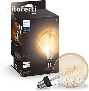 Philips Hue White E27 лампа с голяма нажежаема жичка, G125 550 lm