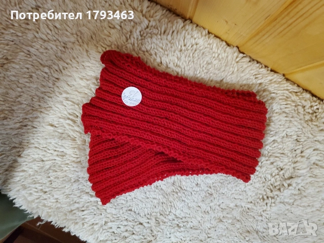 Ръчно плетен кръгъл шал, снимка 5 - Шалове - 30533390