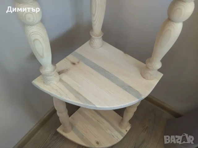Ръчно изработена ъглова етажерка ( НАТУРАЛНА ) !!, снимка 5 - Етажерки - 55464497
