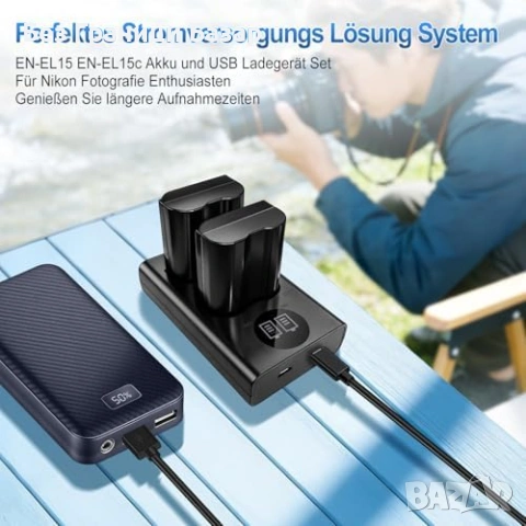 Нови 2 броя EN-EL15c Батерии + Dual USB Зарядно за Nikon Z6 III Z5 D750, снимка 7 - Батерии, зарядни - 54103874