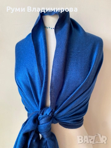 Шал в цвят кайсия от 100 % лен Soya concept, снимка 4 - Шалове - 53994447