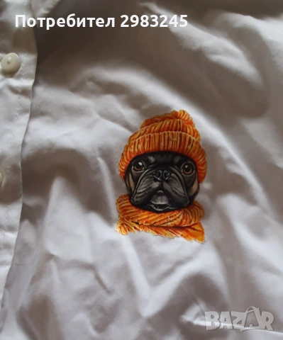 Дамска бяла риза с емблема кученце, снимка 2 - Ризи - 54270653