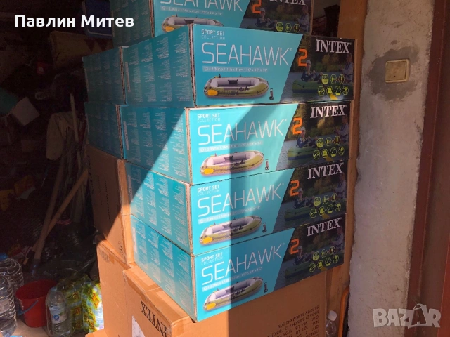 Надуваема лодка Seahawk 2 Intex, за 2 лица, размер 236×114 см, PVC, зелена, снимка 2 - Воден транспорт - 54153386