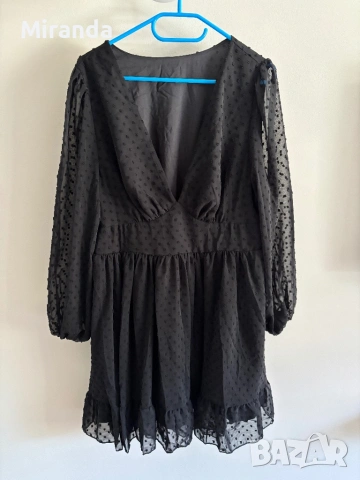 Shein черна ефирна рокля XL, снимка 4 - Рокли - 54322899