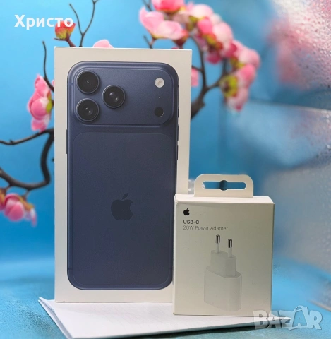 НОВ!!! Apple iPhone 17 Pro Max, 256GB, 5G, Deep Blue + подарък оригинален адаптер Apple