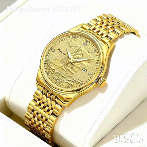 Potsree Унисекс Кварцов Часовник,Неръждаема Стомана,Дата