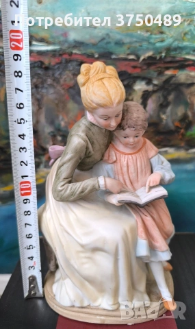 Фигурка на майка четяща книга на малко момиченце , снимка 6 - Антикварни и старинни предмети - 55244227