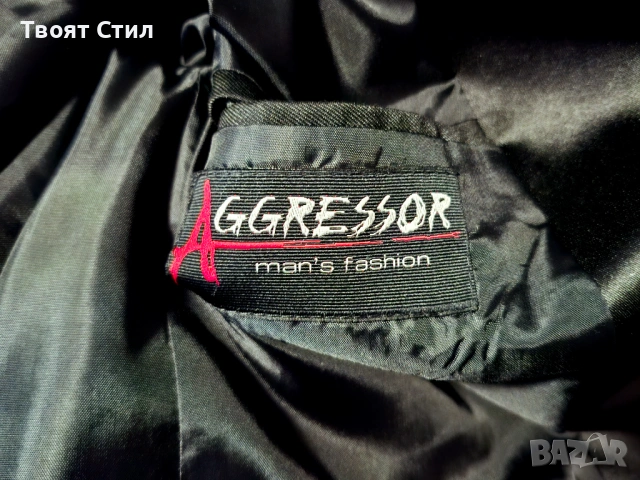 Мъжко черно сако Aggressor – елегантен и стилен модел за официални поводи, снимка 2 - Сака - 54575098