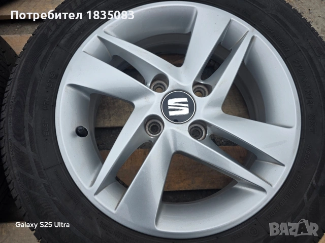 Лети джанти 14ки 4х100 Seat + летни гуми 175/65/14 Bridgestone, снимка 6 - Гуми и джанти - 54511134