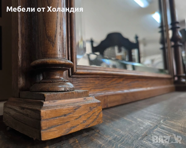 Голямо кристално огледало с дъбова рамка, снимка 5 - Антикварни и старинни предмети - 55222150
