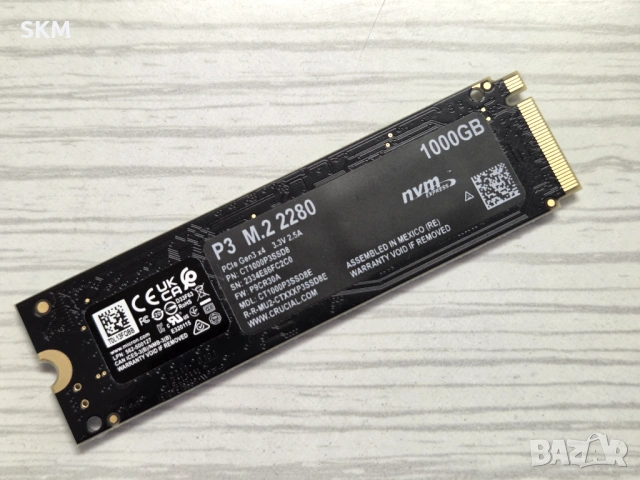 SSD диск NVMe CT1000P3SSD8E M.2 Crucial P3 1TB (1000GB) PCIe Gen3