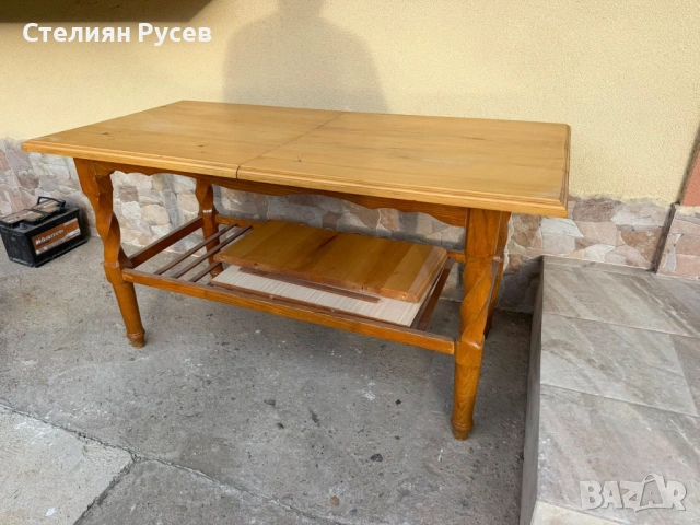 2805 дървена трапезна разтегателна маса от чам 130/68см цена 44 евро или  86.06лв        smr -160см , снимка 6 - Маси - 54701314