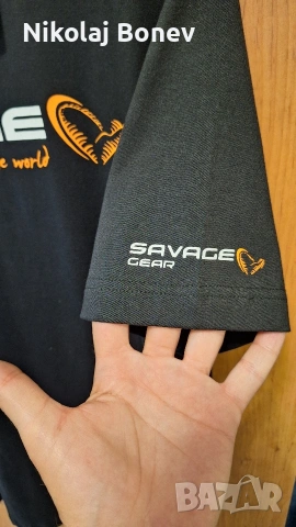 риболовна  фланелка Savage Gear черна размер М 15 евро Нова, снимка 2 - Тениски - 54452600