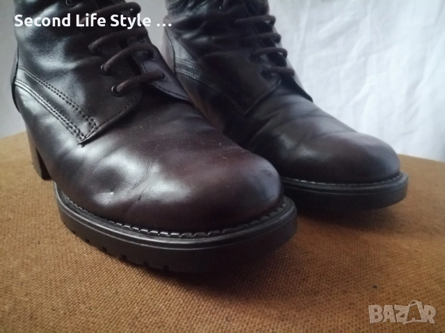 Robin Rose №39 италиански дамски боти естествена кожа в кафяв цвят - със среден ток и квадратен връх, снимка 3 - Дамски боти - 54096858