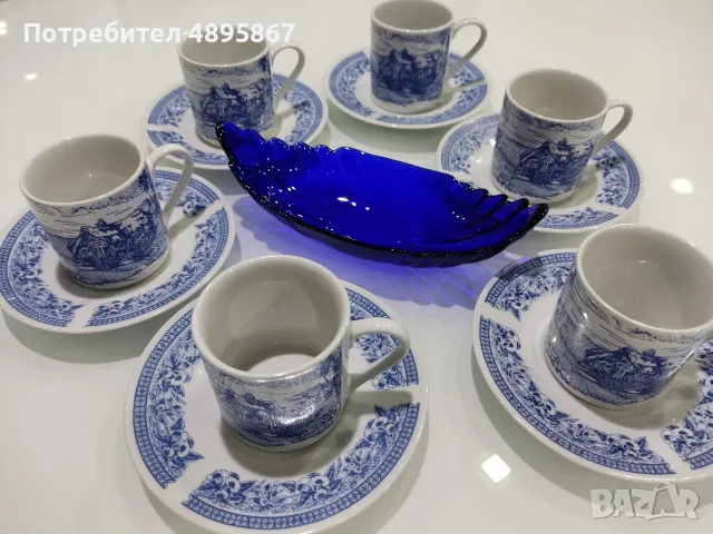 Чисто нов порцеланов сет за кафе в синьо, снимка 2 - Сервизи - 55411050