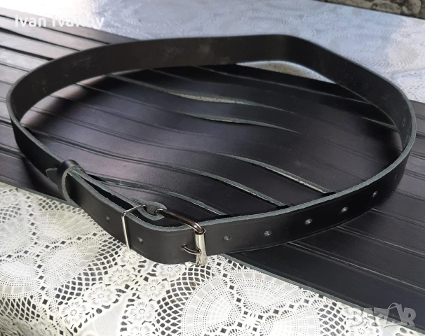 Черен мъжки колан – ЕСТЕСТВЕНА КОЖА – Ръчна изработка (До 135 см)